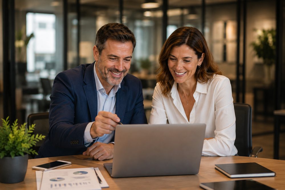Profesionales revisando resultados juntos